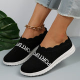 Low Top Knit Flat Shoes Women  Autumn Soft Sole Breathable Casual Walking Shoes Woman Plus Size 43 Lightweight Loafers Shoes