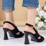 hulianfu Cross Strap High Heels Sandals for Women Summer  Black Hook Heels Party Shoes Woman Fashion Buckle Strap Platform Sandalias