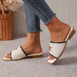 hulianfu Women's Square Toe Slippers  Summer New Open Toe Flat Slides Shoes for Women Outdoor Casual Ladies Slippers Female Sandals