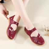 Female Women Mother Genuine Leather Hollow White Shoes Sandals Flats Loafers Summer Cool Beach Plus Size 41 42