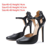 hulianfu Ladies High Heels Round-Toe Heeled Sandals Large Size 40-48 Sexy Mary Jane Stiletto Pumps Women  New Party Daily Shoes 14cm