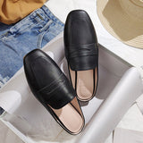 hulianfu  spring and autumn women's mules ladies casual flat shoes british style Outerwear slippers fashion design walking wear 41-43