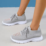 Plus Size 43 Soft Sole Casual Shoes Women  Autumn Breathable Mesh Knitted Sneakers Woman Flat Heels Anti Slip Walking Shoes