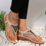 hulianfu Crystal Wedge Gladiator Sandals Women Summer  Elastic Band Clip Toe Thong Sandals Mujer Plus Size Non Slip Beach Shoes Woman