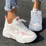 hulianfu  New Letter Graphic Lace-up Front Wedge Sneakers Women Breath Thick Bottom Shoes Lace-Up Flat Leisure Shoes Outside Fashion