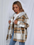 hulianfu Vintage Plaid Jacket Womens Wool Blend Coats Hoodies Streetwear Flannel Hooded Woolen Za Woman Overshirt Oversized Shirts