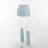 Y2K Blue Denim Pleated Skirts Women Fashion Vintage High Waist Mini Short Skirts Jeans Casual All Match Bottoms Female