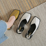 Women's summer shoes  Fashion Brand Design After strappy Square toe and half slippers Outer wear sandals Leisure muller