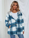 hulianfu Vintage Plaid Jacket Womens Wool Blend Coats Hoodies Streetwear Flannel Hooded Woolen Za Woman Overshirt Oversized Shirts