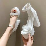 white platform heels Women Sandals 2024 Summer Shoes Trend Fashionable High Heels Leisure Chunky Platform Sandals Woman 13.5cm