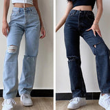 Pants Boyfriend Female Women's Jeans Large Size Jean Women Jeans Pants High Waist Mom Ripped Jeans Stright Trousers