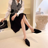 hulianfu Woman Mules Shoes Outdoor Women Slippers Female Square Toe Shallow Low-heel Casual Shoes Comfortable Slippers Slides New