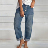 Women's Jeans High Waist Loose Fashion Wide Leg Pants XL Fashion Slender Pants Women's Rising Retreat Street Pants Cotton