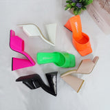 hulianfu Sexy Women Pumps Strange Style Slippers Elegant Open Toe High Heels Lady Mules Sildes Summer Fashion Party Prom Shoes