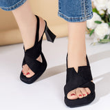 hulianfu Cross Strap High Heels Sandals for Women Summer  Black Hook Heels Party Shoes Woman Fashion Buckle Strap Platform Sandalias