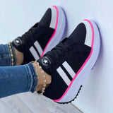 hulianfu Summer Platform Women's Canvas Sneakers Casual Running Walking Ladies Shoes Flat Platform Round Toe Increasing Footwear