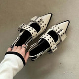 Slingback Shoes Gothic Chunky Heels Women's Pumps Rivet Street Style Medium Heel Punk Vintage Casual Sandals Spring Summer 2024