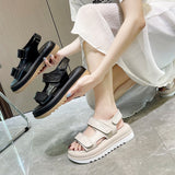 Women's Sandals Genuine Leather Summer Shoes For Women New Open Toe Sports Platform Sandals Fashion Female Beach Flat