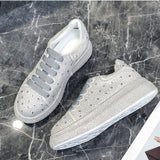 New  Autumn Women Platform Shoes rhinestones Thick-soled White Silver Shoes Shining Crystal Sneakers Trend Casual Sneakers