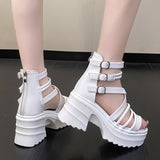 Women's Fashion Ankle Strap Wedges Sandals Platform Chunky Heel Sandals for Women  Summer Thick Bottom Gladiator Shoes Woman