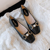 Spring/summer  New brand low heel shoes Fashionable square head pearl design outer wear work women's shoes