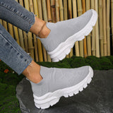 Breathable Mesh Thick Bottom Sneakers Women  Autumn Platform Knitted Casual Shoes Woman Plus Size 42 Anti Slip Sock Shoes