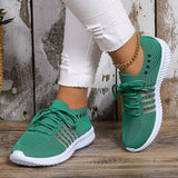 Comfort Soft Sole Knitted Sneakers Women  Autumn Breathable Mesh Casual Shoes Woman Plus Size 43 Green Lace Up Walking Shoes