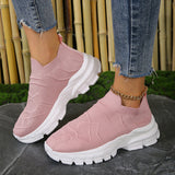 Breathable Mesh Thick Bottom Sneakers Women  Autumn Platform Knitted Casual Shoes Woman Plus Size 42 Anti Slip Sock Shoes