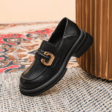 hulianfu  new spring women's loafers British style Black casual shoes Fashionable metal decoration Party and work wear size 41-43