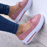 hulianfu Shoes Women's Summer Platform Sport Casual Shoes Lace-up Flats Plus Size 43 Comfort Non Slip Women Loafers Vulcanize Shoes