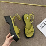 hulianfu Summer Platform Sandals  Fashion Women Strap Gladiator Sandals Wedges Shoes Casual Woman Peep Toe Thick-sole Sandals J860