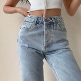 Pants Boyfriend Female Women&#39;s Jeans Large Size Jean Women Jeans Pants High Waist Mom Ripped Jeans Stright Trousers