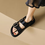 summer women's outerwear sandals Ladies' casual flats Stylish metal design black rubber shoes work wear free shipping