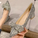 Women's Summer Footwear Stilito Rhinestone Shoes for Woman 2024 with Wedding Bride Genuine Mark Chic and Elegant A Comfortable E