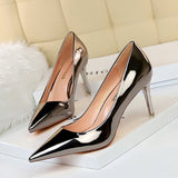 hulianfu Silver Gold Ladies Pumps Shiny Metallic High-Heels Stilettos Women Shoes Wedding Luxury Beautiful Heeled Shoes Size34-43