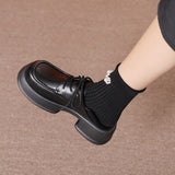 Black Chunky Platform Pumps Women  Autumn Lace Up Thick Bottom Oxford Shoes Woman Plus Size 42 Comfort School Uniform Shoes