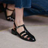 hulianfu New Women Fisherman Sandals Lady Closed Toe Front Back Buckle Strap Square Low Heels Beige Black Summer Female Shoes M148