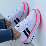 hulianfu Summer Platform Women's Canvas Sneakers Casual Running Walking Ladies Shoes Flat Platform Round Toe Increasing Footwear