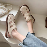 hulianfu Women Sandals Flat-Bottomed Heightened Hollow Ladies Shoes  Summer New Refreshing Comfortable Gladiator Females Sandals