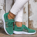 Comfort Soft Sole Knitted Sneakers Women  Autumn Breathable Mesh Casual Shoes Woman Plus Size 43 Green Lace Up Walking Shoes