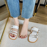 hulianfu New summer slippers for women in The fashion design Wear casual sandals outside Flat shoes Large size 41-43