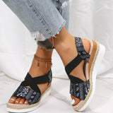 new Summer Women's Wedges Sandals Peep Toe Ladies Cross-tied Slides Thick Bottom Fashion Open Toe Female New Woman Shoes