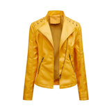 Pu Faux Leather Jackets Women Long Sleeve Zipper Slim Motor Biker Leather Coat Female Outwear Tops