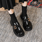 hulianfu  new spring women's loafers British style Black casual shoes Fashionable metal decoration Party and work wear size 41-43