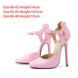 hulianfu Ladies High Heels Round-Toe Heeled Sandals Large Size 40-48 Sexy Mary Jane Stiletto Pumps Women  New Party Daily Shoes 14cm