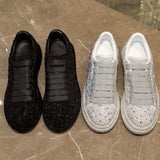 New  Autumn Women Platform Shoes rhinestones Thick-soled White Silver Shoes Shining Crystal Sneakers Trend Casual Sneakers