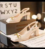 The New Summer Edition Of  Women's Pure Color High-Heeled Shoes With Horseback Buckle Casual Fashion And All-Match Women