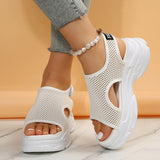 Breathable Mesh Chunky Platform Sandals Women  Summer Hollow Out Wedge Heels Sandals Woman Non Slip Thick Soled Casual Shoes