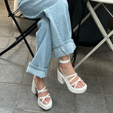 hulianfu Summer  Women's Sandals Open Toe Cross Strap High Heels Platform Ladies Shoes Fashion Female Chunky Heels Woman Sandals