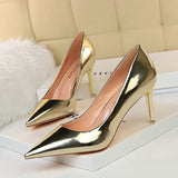 hulianfu Silver Gold Ladies Pumps Shiny Metallic High-Heels Stilettos Women Shoes Wedding Luxury Beautiful Heeled Shoes Size34-43